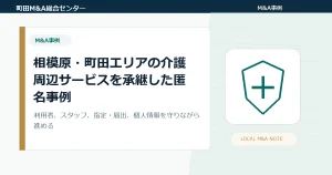 相模原・町田エリアの介護周辺サービスを承継した匿名事例｜許認可・人員体制・個人情報を段階整理したM&A